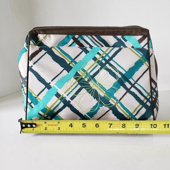 Thirty-One Sea Green Plaid Travel Toiletry  /Cosmetic Bag. - Picture 9 of 10